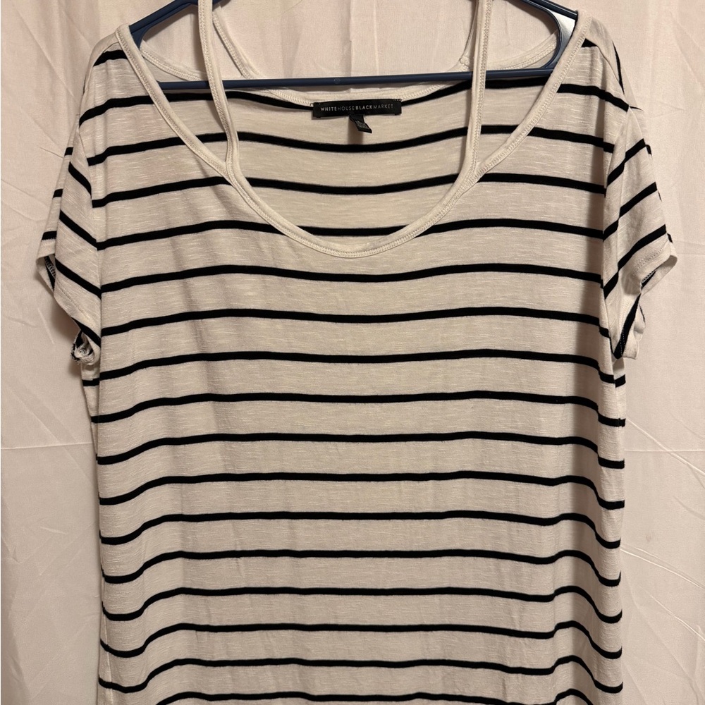 White House Black Market Black and‎ White Striped Tee